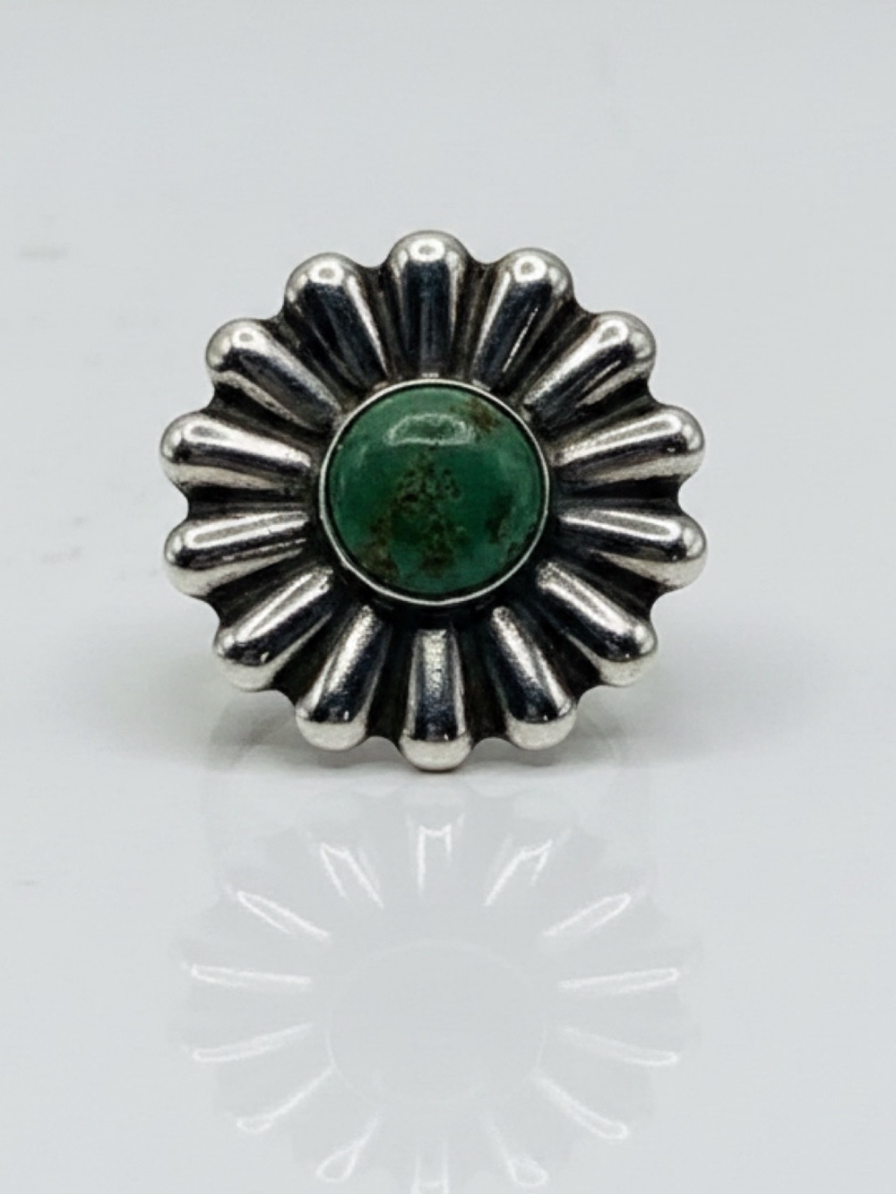VTG Navajo Fred Harvey Era Sterling Green Turquoise Ring 7.75